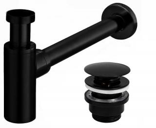 REA Umývadlový sifón Black s uzáverom Klik Klak, vytok 32 mm - univerzál pre umývadlá bez prepadu a s prepadom