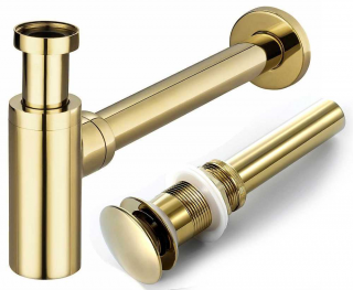 REA Umývadlový sifón GOLD s uzáverom Klik Klak, vytok 32 mm A0522 - pre umývadlá bez prepadu