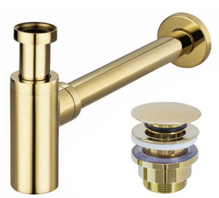 REA Umývadlový sifón GOLD s uzáverom Klik Klak, vytok 32 mm  A8965 - pre umývadlá s prepadom