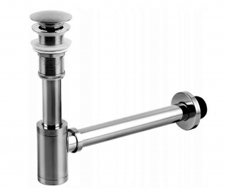 REA Umývadlový sifón GUN GREY/matný chróm/ s uzáverom Klik Klak, vytok 32 mm A9505 - pre umývadlá bez prepadu