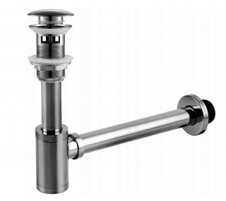 REA Umývadlový sifón GUN GREY/matný chróm/ s uzáverom Klik Klak, vytok 32 mm A9506 - pre umývadlá s prepadom