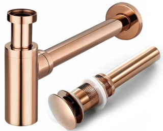 REA Umývadlový sifón ROSE GOLD s uzáverom Klik Klak, vytok 32 mm A0523 - pre umývadlá bez prepadu