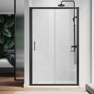 SAN DELIVERY čierne sprchové posuvné dvere do niky 106,0-111,0x190cm ,číre sklo