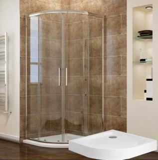 SAN DELIVERY ROUTE 87-89 x 206 cm sprchovací kút štvrťkruhový ,chróm,číre alebo grape sklo s akrylátovou vaničkou bez sifónu (len do vypredania)