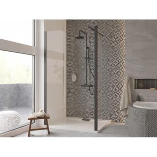 Sprchová stena ECO N čierna matná 118.5-120 x 195 cm,číre sklo,nastaviteľné rameno