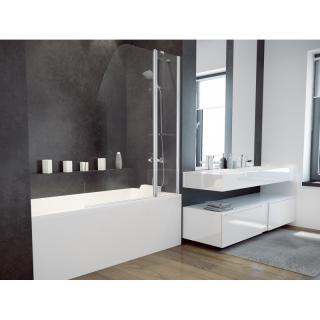 Vaňová zástena dvojdielna  AVIS 122 - 122,5 x 145 cm ,chróm,číre sklo,otváranie dnu - von