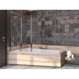 Vaňová zástena PRIME III 119,5 - 121 x 140 cm zalamovacie otváranie,chróm,číre sklo,otváranie dnu - von