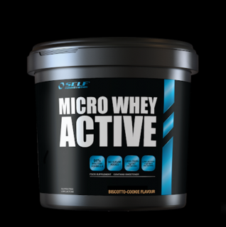Micro Whey Active Whey izolát. 84% proteíny, 4% sacharidy, 3% tuky biscotto-cookie 1000 g