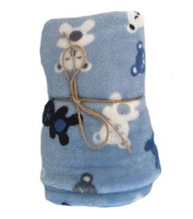 Dětská deka medvídek na modré (Deka oboustranná welsoft 80 x 98 cm)
