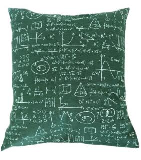 Polštář matematické vzorce na tmavě zelené (Dekorační polštář 45 x 45 cm)