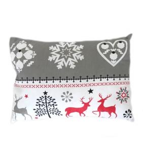 Polštář vánoční vzor 2 jelen na bílé (Dekorační polštář 40 x 30 cm)
