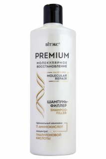 PREMIUM MOLEKULÁRNA OBNOVA ŠAMPÓN výplň pre vlasy s prémiovým komplexom 11 aminokyselín 450 ml