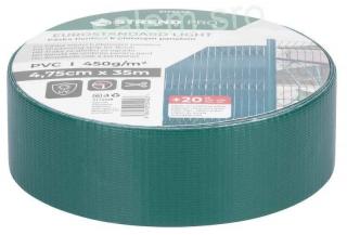 Tieniaci pás na plot, 47,5 mm, L-35 m, tieniaca, zelená, krycia, na plotové panely, s 20 klipsami, 1000g/m2, PVC, RAL6005