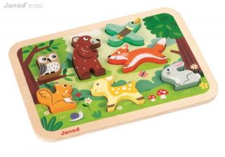 Drevené vkladacie puzzle pre najmenších Lesné zvieratá Chunky 7 dielov