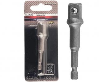 Adaptér pre vrták 1/4" šesťhran x 1/2" štvorhran, dĺžka 72 mm - 4CZech