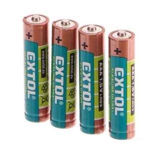 Batérie alkalické ULTRA +, 1,5V AAA (LR03), sada 4 kusy - EXTOL LIGHT EX42010