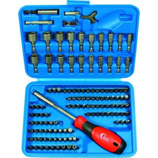 Bity 1/4" - ploché, krížové, Imbus, TORX, skrutkovač a adaptéry, sada 122 dielov - Condor