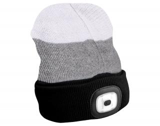 Čelovka so svetlometom 180lm, dobíjateľná, USB, univerzálna veľkosť, čierna/sivá/biela - SIXTOL