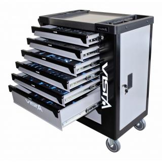 Dielenský montážny vozík s 257 nástrojmi, 7 zásuvkami a skrinkou - ASTA