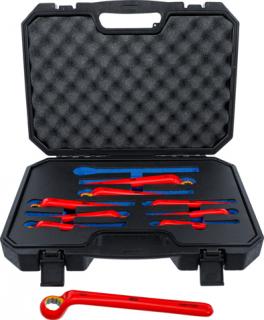 Elektrikárske očkové kľúče VDE, izolované, ohnuté, 10-24 mm. sada 9 dielov - BGS 72035