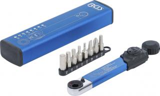 Momentový kľúč 1/4" 2-10 Nm, s bitmi, sada 9 dielov - BGS 74295