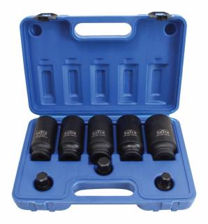 Nástrčné hlavice na hriadele, 1/2", 12-bodové, 30-36 mm, imbus 14-19 mm, 8 ks - SATRA