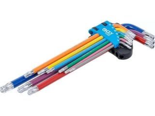 Nástrčné kľúče Torx T10-T50, farebné, extra dlhé, s guličkou, 9 ks - BGS 74465