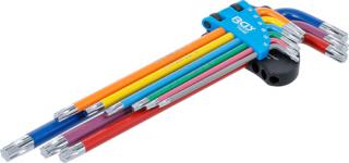 Nástrčné kľúče Torx T10-T50, viacfarebné, extra dlhé, 9 ks - BGS 74459