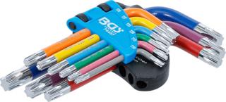 Nástrčné kľúče Torx T10-T50, viacfarebné, krátke, 9 ks - BGS 74457