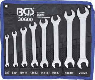 Obojstranné kľúče s otvoreným koncom, 6-22 mm, sada 8 kusov v balení - BGS 30600