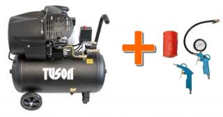 Olejový kompresor dvojpiestový 2,2 kW; 3,0 HP; 50l TUSON 130024 + Pneu sada 3 dielna WJ002030