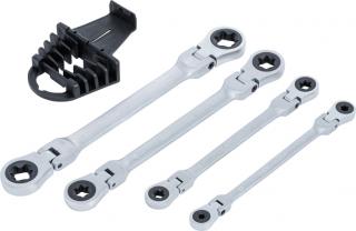Ráčnové kľúče E-TORX E6-E24, s kĺbom, sada 4 dielov - BGS 71028
