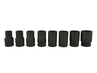 Rázové nástrčné hlavice 1", 19-41 mm, sada 8 kusov