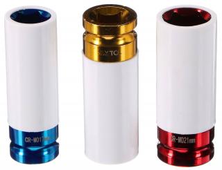 Rázové nástrčné hlavice s krytkou pre ALU kolesá, 1/2", 17, 19, 21 mm, 3 ks - SIXTOL