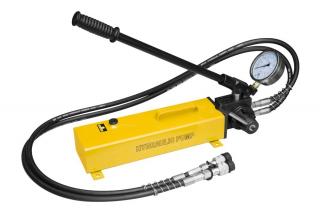 Ručná hydraulická pumpa dvojrýchlostná, tlak 700 bar, s tlakomerom, 2 hadice - HHB-700S