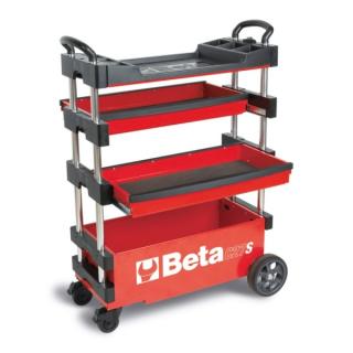 Skladací vozík na náradie s 2 zásuvkami, červený - Beta Tools