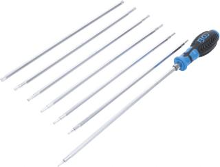 Skrutkovače TORX a TORX s otvorom T10-T40, predĺžené, vymeniteľné stopky, 8 dielov - BGS 2326