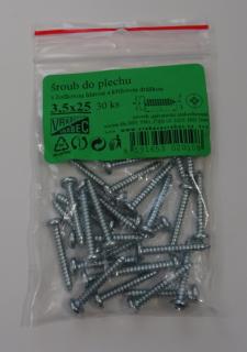 Skrutky do plechu krížové, s pologuľatou hlavou DIN 7981, pozinkované, rôzne rozmery Veľkosť: 4,2x38 mm