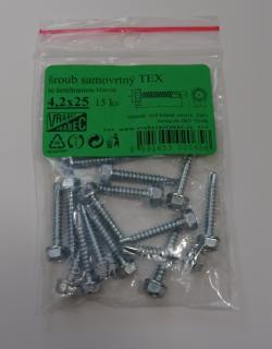Skrutky samovývrtné TEX DIN 7504K, 6hranné, pozinkované, rôzne rozmery Veľkosť: 4,2x38 mm