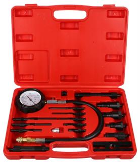 Tester kompresie pre dieselové motory, 0-70 barov, 19 ks - SIXTOL