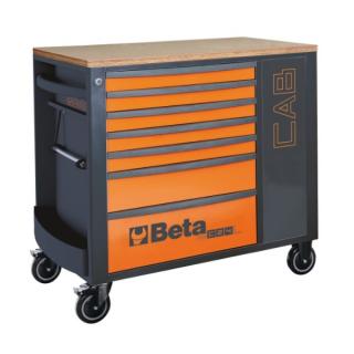 Vozík na náradie, pojazdný, 7 zásuviek a bočná skrinka, oranžový, 2400/RSC2 - Beta Tools