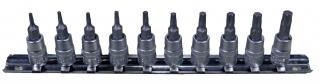 Zástrčné hlavice TORX 1/4", rozmery T7 - T40, sada 10 kusov na koľajnici - Condor