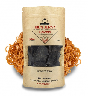 100% JERKY HOVÄDZÍ S PRAŽENOU CIBULKOU