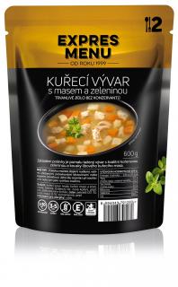 Kurací vývar s mäsom a zeleninou