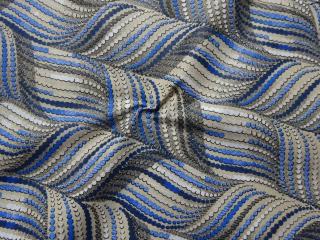 Bavlna béžová  bielo-modro-čierny vzor