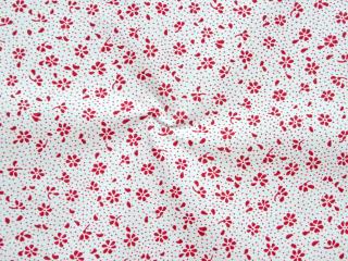 Bavlna biela  drobný červený kvet