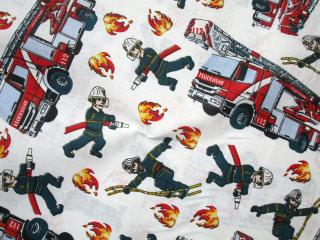 Bavlna biela  hasič, hasičské auto