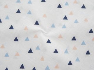 Bavlna biela  marhuľový a modrý trojuholník