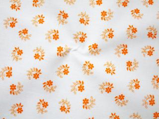 Bavlna biela  pomarančové kvety  - certifikovaná