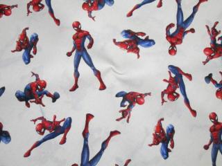 Bavlna biela  spiderman  - licencovaná